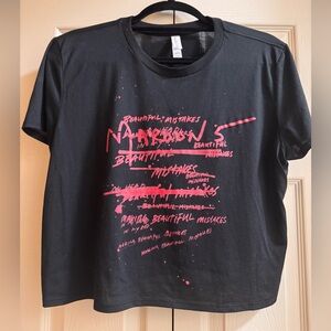 NEW Maroon 5 Beautiful Mistakes Cropped Black Tour T-Shirt Women Large Cotton